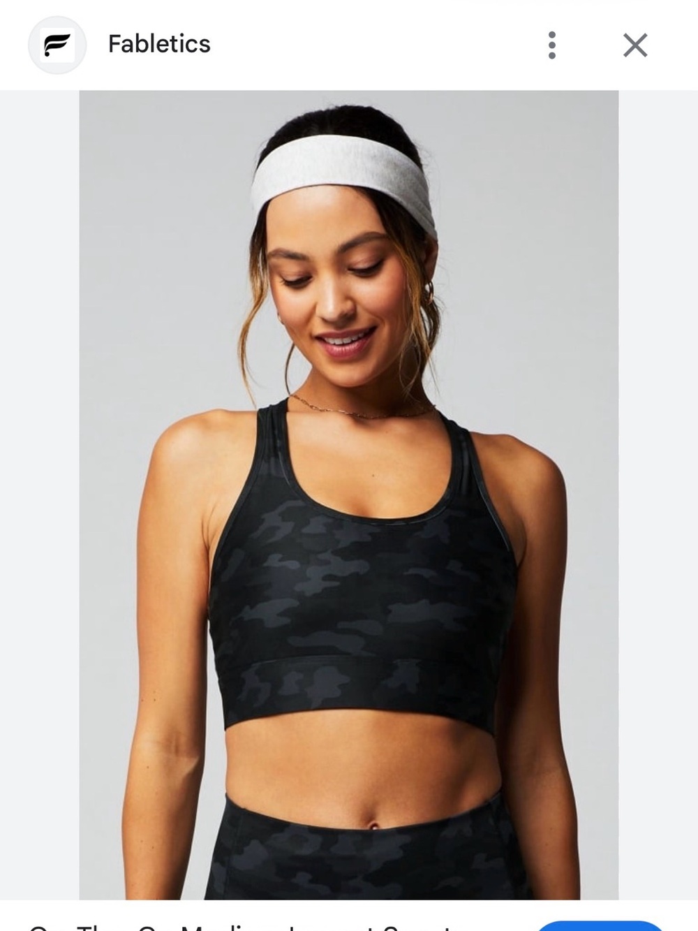 Fabletics Black Camo High-Neck Sports Bra